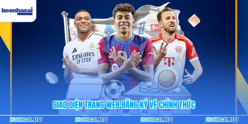 Giao diện trang web đăng ký vé chính thức